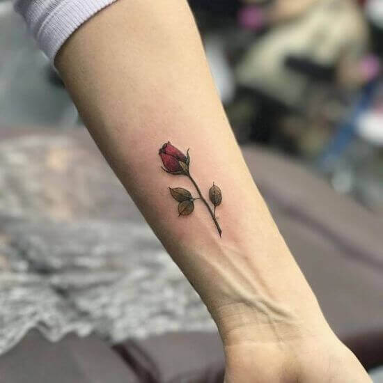 Small Red Rose Tattoo on Girl Hand