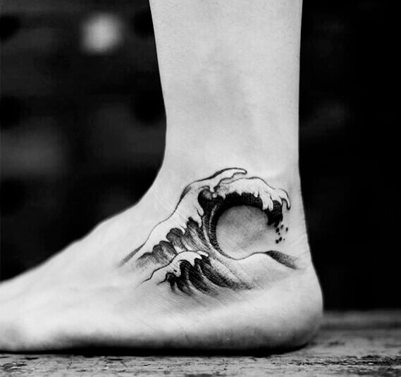 Wave foot tattoo designs
