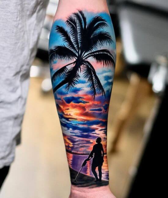 3D palm tree tattoo Ideas