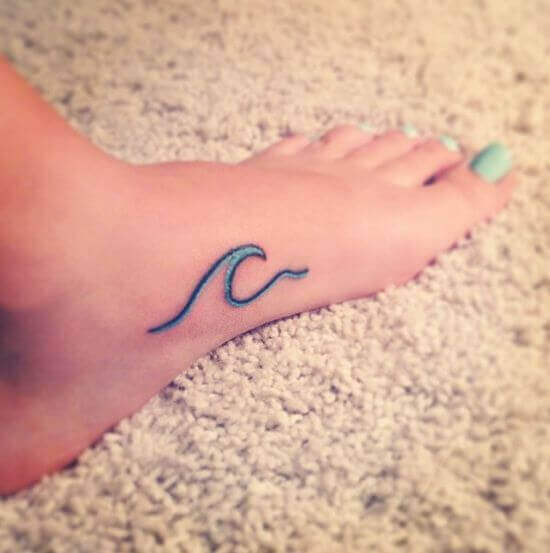 Amazing and Simple Wave Tattoo on foot