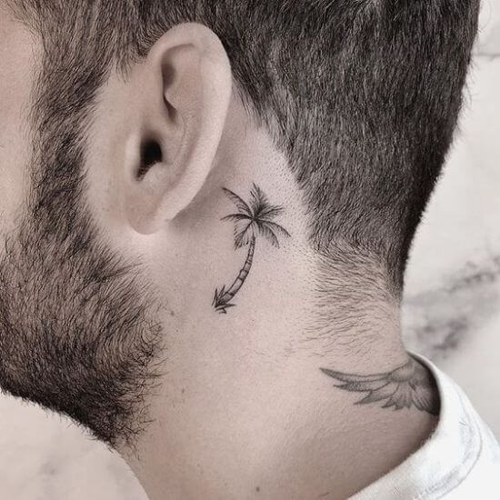 Best Palm tree tattoo on ear