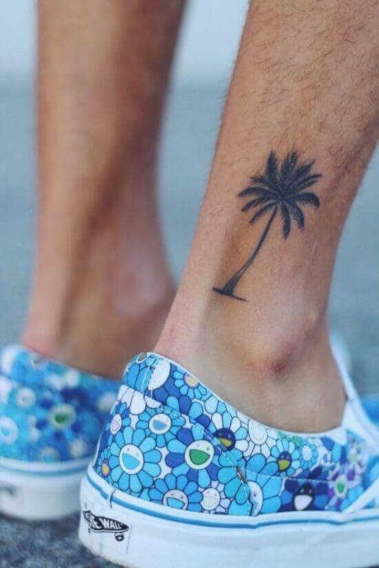 Best ankle palm tree tattoos