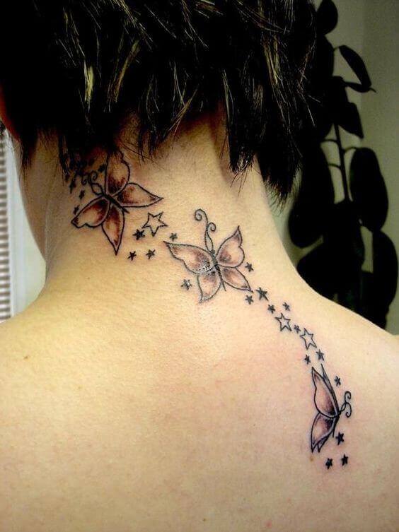 Butterflies flying tattoo on back (1)