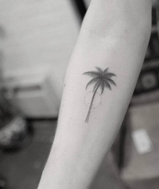 Classic palm tree tattoo design