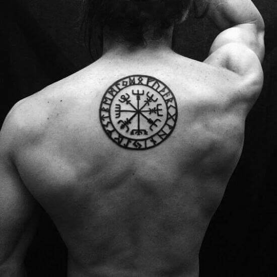 Compass tattoo on back