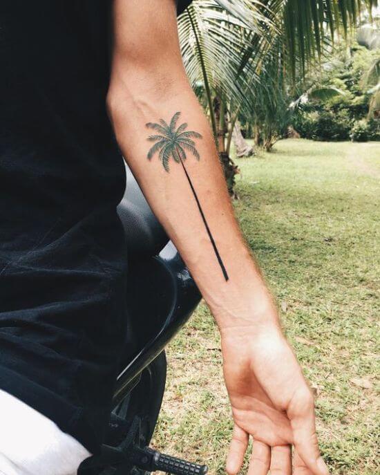 Palm tree and wave on finger  Tattoogridnet