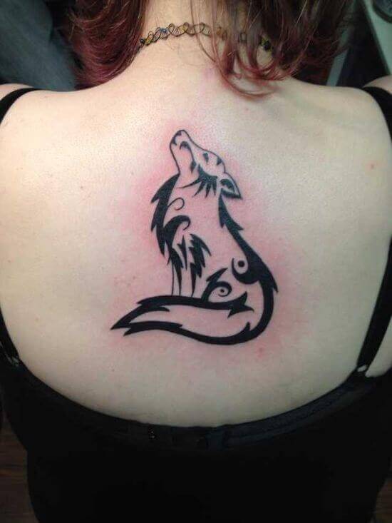 Howling Wolf Tattoo ideas on girls back