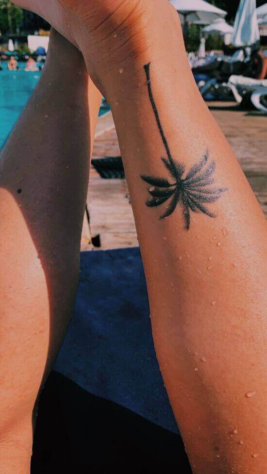Palm leg tattoo