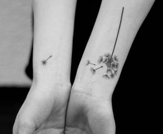 Simple Dandelion Stem tattoos on girl arm