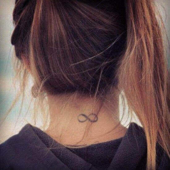 Simple Infinity tattoos on women's neck