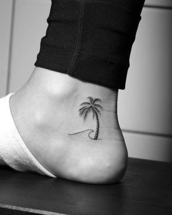 Small ankle palm tree tattoo design
