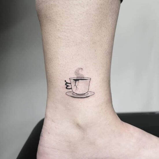 Tea cup Ankle tattoo for female