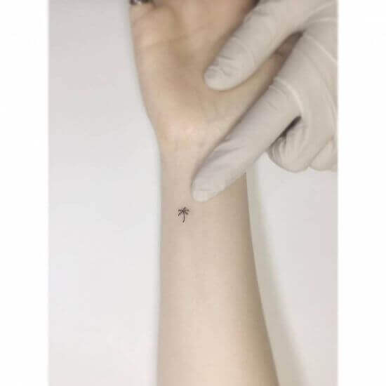 Tiny wrist palm tree tattoos