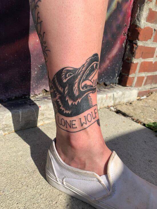 Wolf Ankle Tattoo