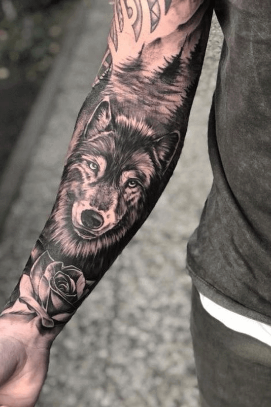 Permanent Wolf Half Sleeve Tattoo Service