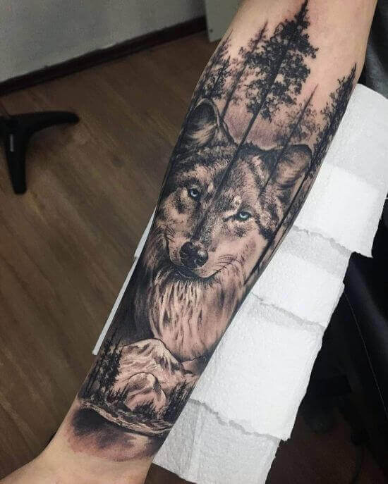 Best Wolf Sleeve Tattoo Designs