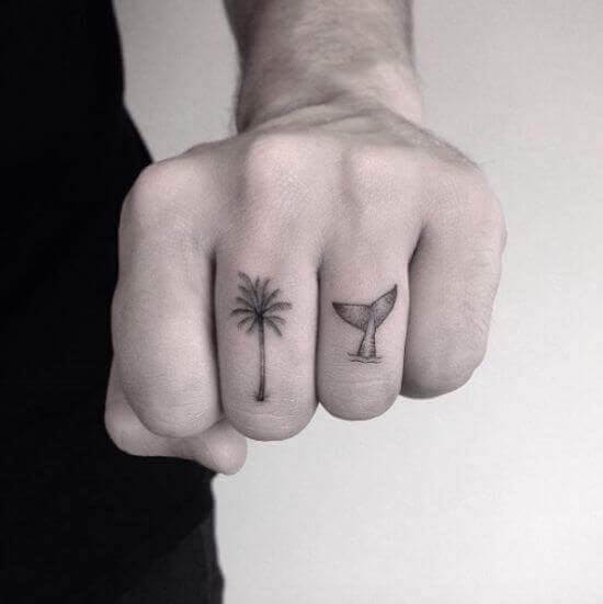 simple and small palm tattoos designs on finger