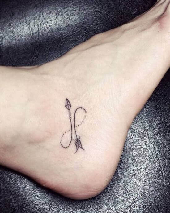 Cute Infinity Tattoo with an Arrow on Ankle