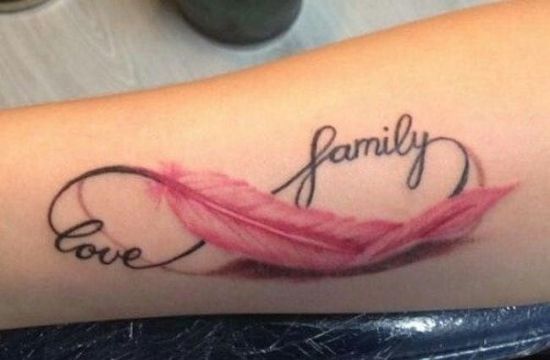 Feather Infinity Family Tattoos ideas 2020