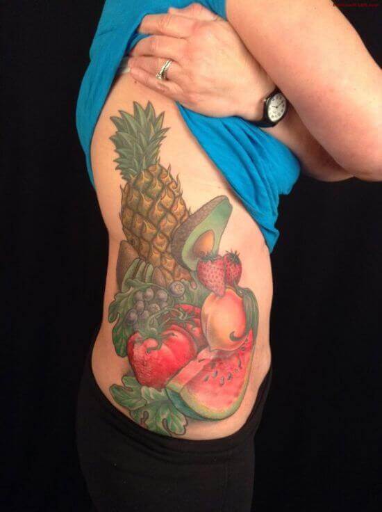 Fruits Tattoo designs on rib