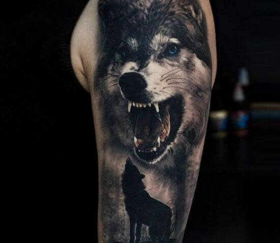 Snarling wolf tattoo commission by SytheTheWolf on DeviantArt