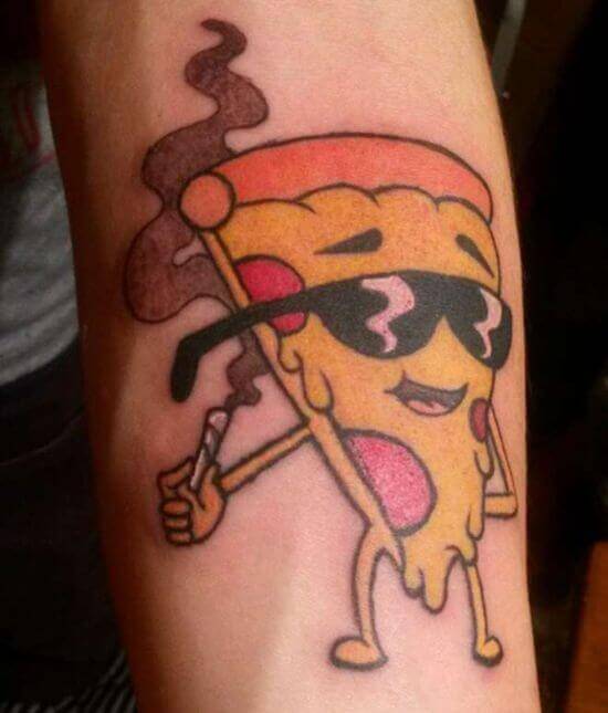 Pizza with Sunglasses Tattoo