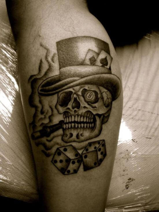 Amazing Dice with Skull Tattoo ideas