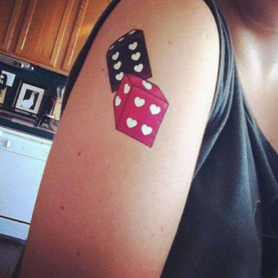 Black and Pink Dice Tattoo ideas for female