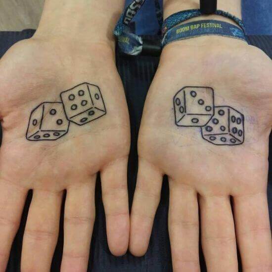 Dice Tattoos on palm