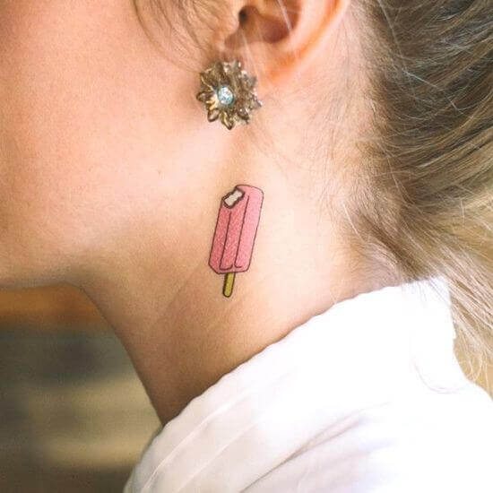 Ice cream Candy Tattoo on neck