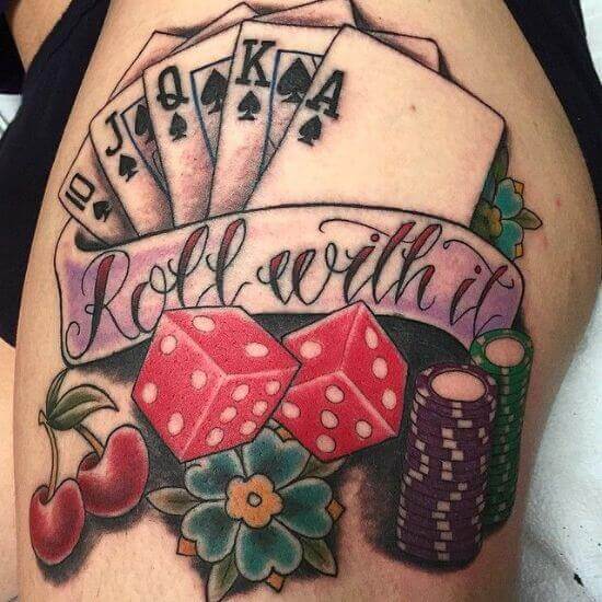 Red Color Dice Tattoo Designs
