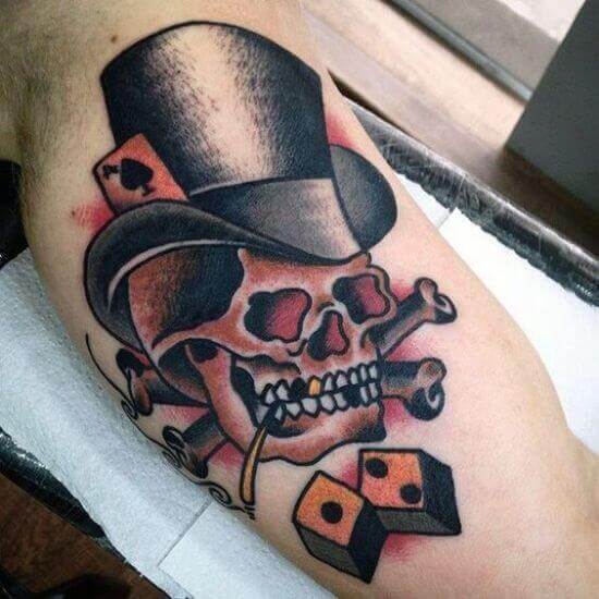 Skull with Dice tattoos for guys