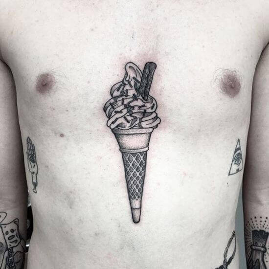 Sternum Ice cream Cone Tattoo designs