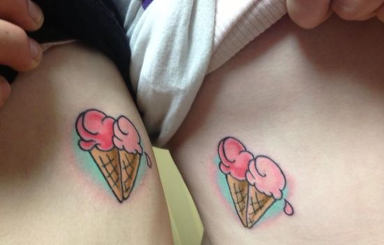 matching ice cream tattoo ideas