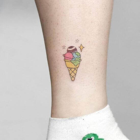 Small cone tattoo on ankle
