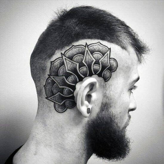 Black ink Head tattoos