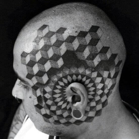Dotwork head tattoo art