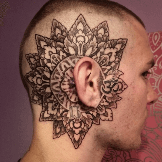 Geometric Head tattoo ideas for men