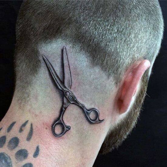 Scissors Tattoo on Head
