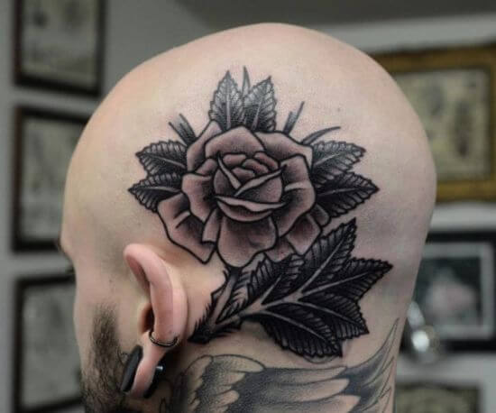 Traditional rose tattoo designs on Head