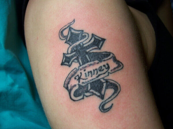 Best Cross Tattoo with Name on Papyrus