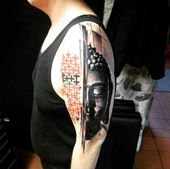 Best Half Face Buddha Tattoo