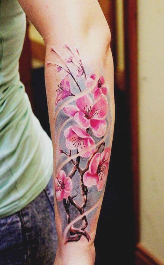 Best Japanese Cherry Blossom Sleeve Tattoos 2