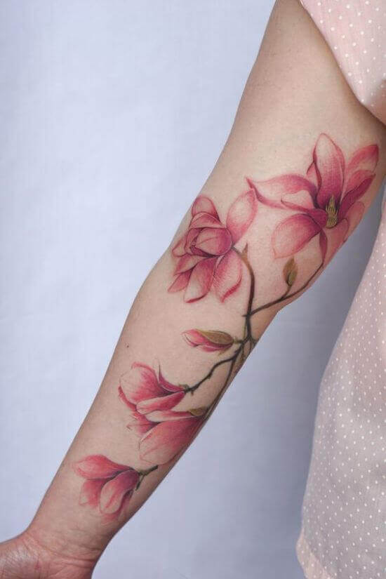 Best Japanese Cherry Blossom Sleeve Tattoos 6