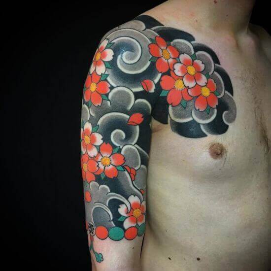 Best Japanese Cherry Blossom Sleeve Tattoos 7