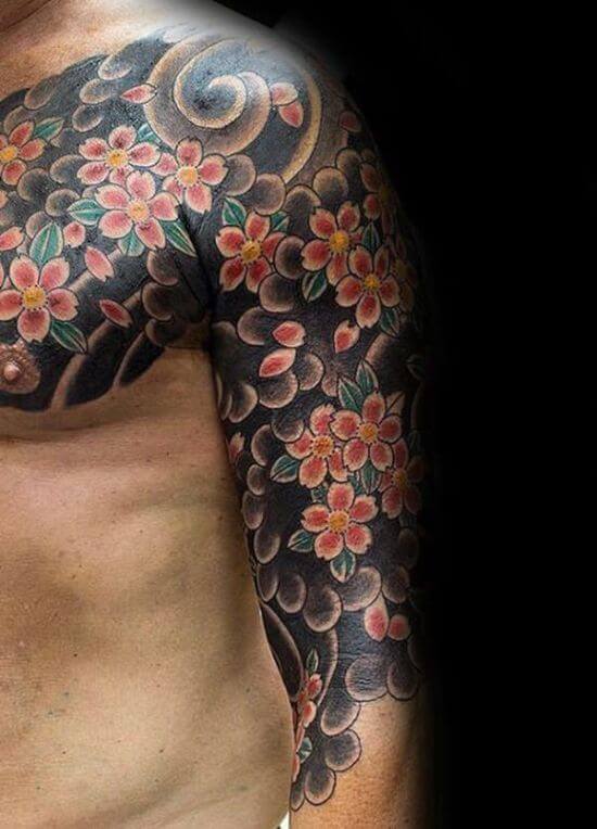 Best Japanese Cherry Blossom Sleeve Tattoos 9