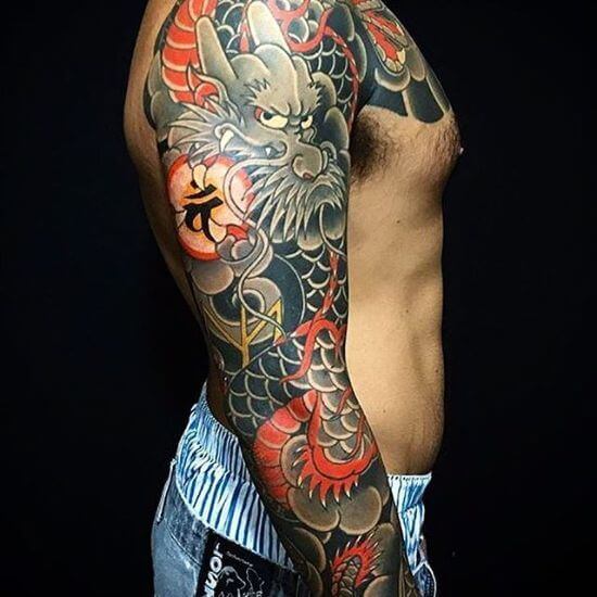 Best Japanese Dragon Sleeve Tattoo Designs 9