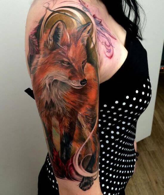 Best Japanese Fox Sleeve Tattoo Designs 3