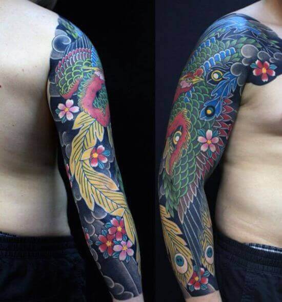 Best Japanese Phoenix Sleeve Tattoo 2