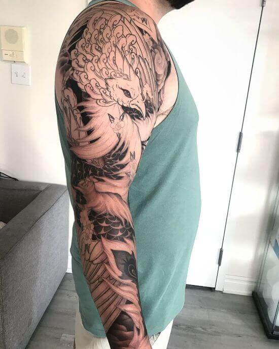 Best Japanese Phoenix Sleeve Tattoo 8